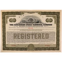 Cincinnati Union Terminal Co Bond Specimen, Green, Series B, $100,000- Rare  (111181)
