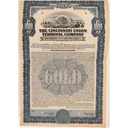 Cincinnati Union Terminal Co Bond Specimen, Blue, Series C, $1,000- Rare  (111177)