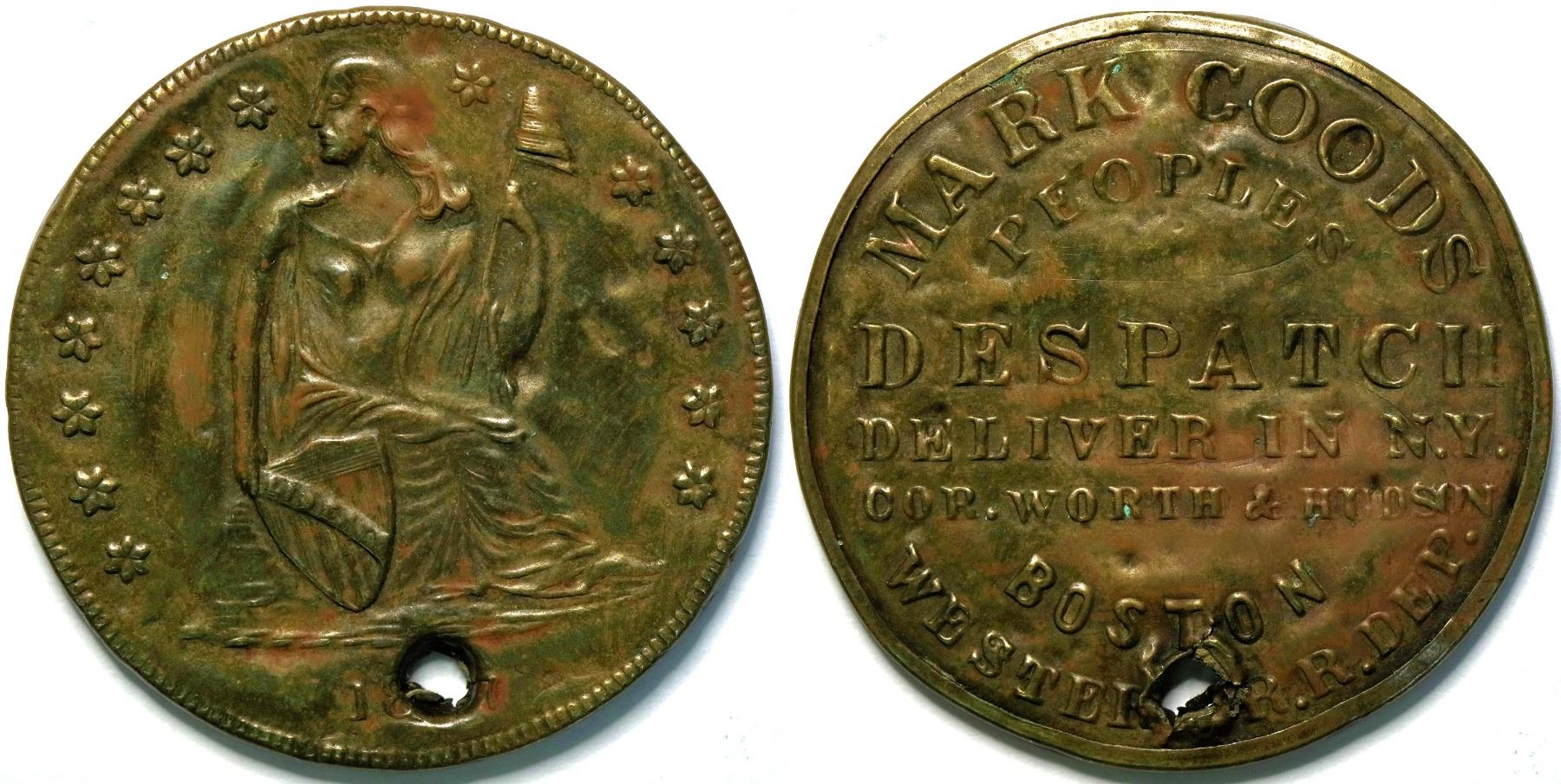 SHELL CARD / B-MA-400 / MA, Boston / People's Dispatch/ $1- 1867B (111461)