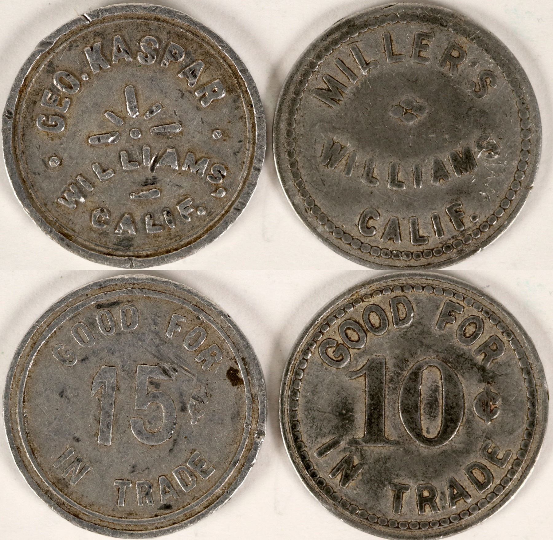Two Tokens from Williams, Cal, One the Only Example Known (112881 ...