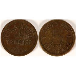 Geo. A. Kurtz, Truckee, Cal. Token  (112863)