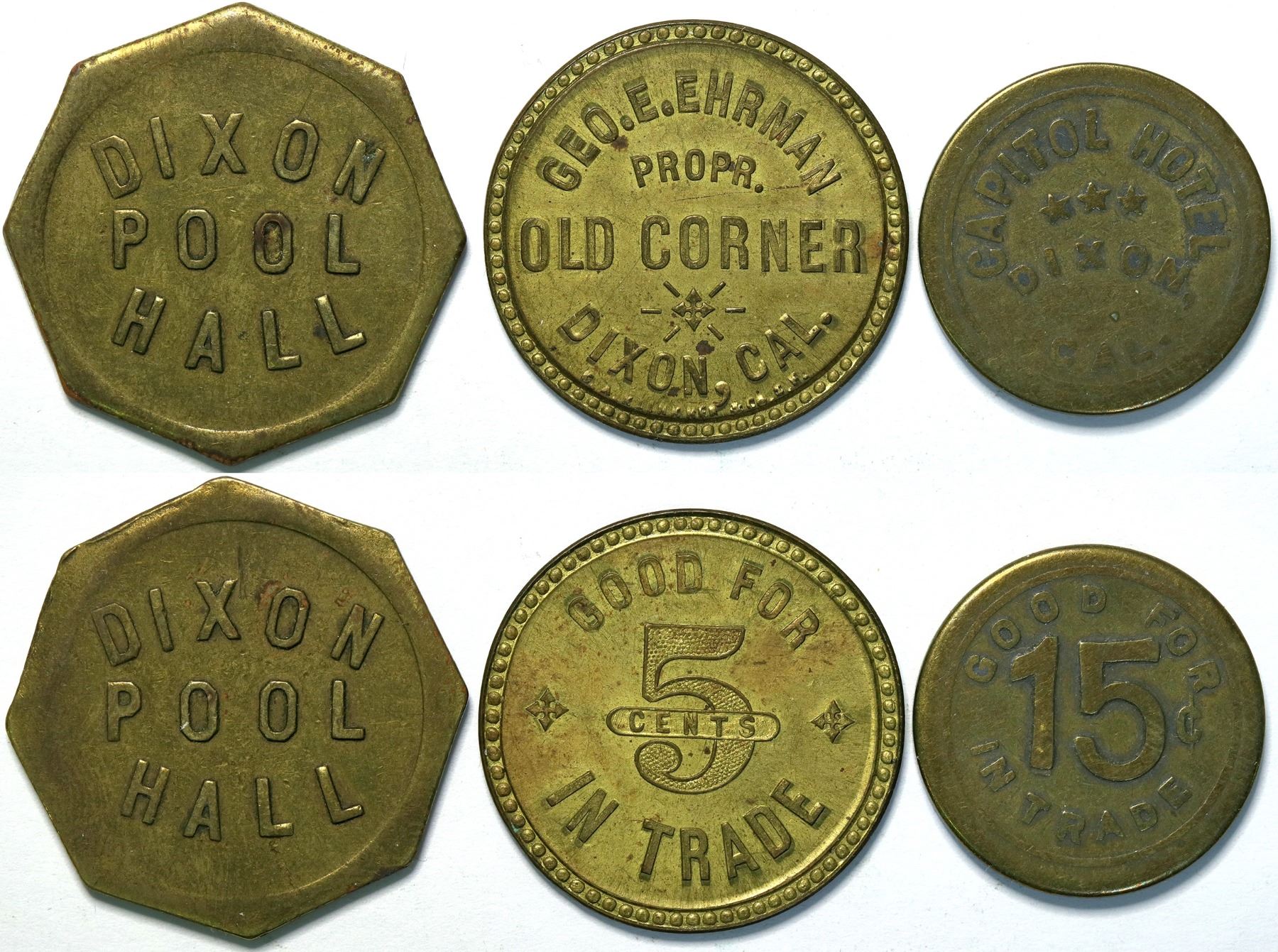 3 Tokens from Dixon, California Including Dixon Pool Hall (111447 ...