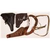 Image 1 : Vintage Leather Pistol Holster Group of 3, with Rare Heiser-Denver 126 Skeleton Model  (108781)