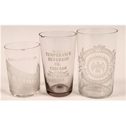 Vintage Etched Beer Glasses (3)  (112634)