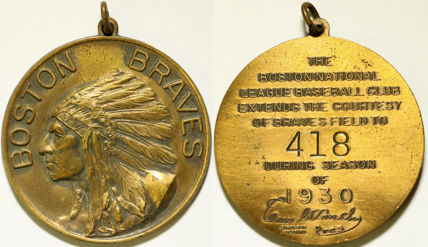 Boston Braves 1930 Season Pass (112420)