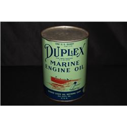 QUART OIL CAN DUPLEX MARINE ENGINE QUAKER STATE