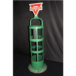CONOCO OIL CAN RACK PORCELAIN SIGN TOP