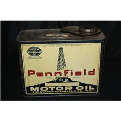 1/2 GAL OIL CAN PENNFIELD QUAKER PETROLEUM CO
