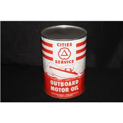 QUART OIL CAN CITIES SERVICE OUTBOARD MOTOR OIL