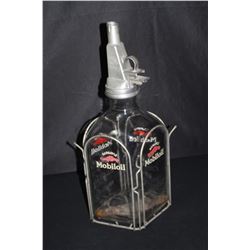 RARE 1 GAL OIL BOTTLE MOBILOIL GARGOYLE FILPRUF