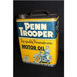 2 GAL OIL CAN PENN TROOPER MOTORCYCLE PITTSBURGH