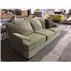 Image 2 : NEW Upholstered 3 seat Living room sofa with throw cushions - olive color