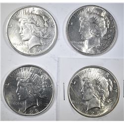 2- 1922 & 2- 1923 BU PEACE DOLLARS