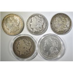 5 CIRCULATED MORGAN DOLLARS
