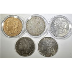 5 CIRCULATED MORGAN DOLLARS