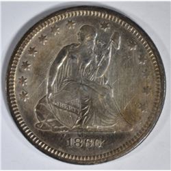 1860 SEATED LIBERTY QUARTER  AU