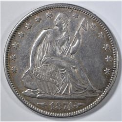 1874 ARROWS SEATED HALF DOLLAR  AU