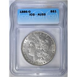 1886-O MORGAN DOLLAR  ICG AU-55
