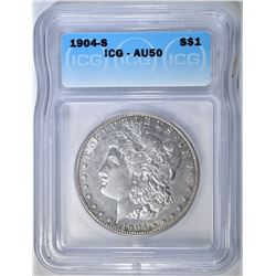 1904-S MORGAN DOLLAR  ICG AU-50
