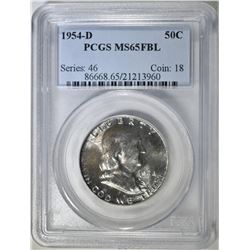 1954-D FRANKLIN HALF DOLLAR  PCGS MS-65 FBL