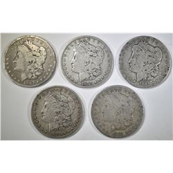 5 CIRCULATED MORGAN DOLLARS