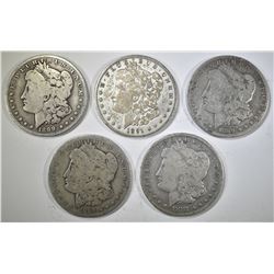5 CIRCULATED MORGAN DOLLARS