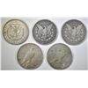 Image 2 : 5 CIRCULATED SILVER DOLLARS