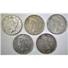 Image 1 : 5 CIRCULATED PEACE DOLLARS