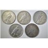 Image 2 : 5 CIRCULATED PEACE DOLLARS