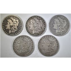 5 CIRCULATED MORGAN DOLLARS