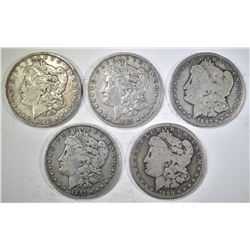 5 CIRCULATED MORGAN DOLLARS