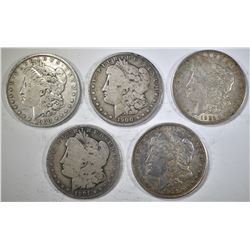 5 CIRCULATED MORGAN DOLLARS