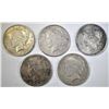 Image 1 : 5 CIRCULATED PEACE DOLLARS