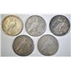 Image 2 : 5 CIRCULATED PEACE DOLLARS