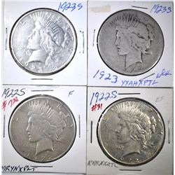 2-1922-S & 2-23-S CIRC PEACE DOLLARS
