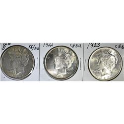 1922 & 23 CH BU & 26-S  XF/AU PEACE DOLLARS