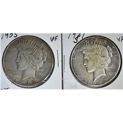 1927-S VF, 35-VF PEACE DOLLARS