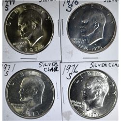 1971-S, 74-S & 2-76-S BU SILVER IKE DOLLARS