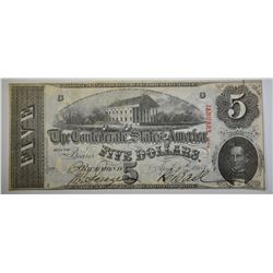 1863 $5 CONFEDERATE NOTE
