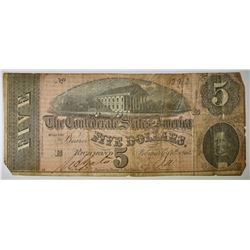 1864 $5 CONFEDERATE NOTE