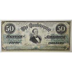 1861 $50 CONFEDERATE NOTE