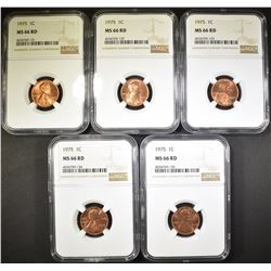 5 - 1975 LINCOLN CENT NGC MS66RD