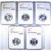 Image 1 : ( 5 ) 1964 WASHINGTON QTR NGC MS65