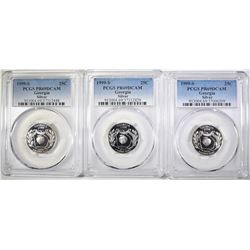 3- 1999-S SILVER GA STATE QTRS, PCGS PR-69 DCAM