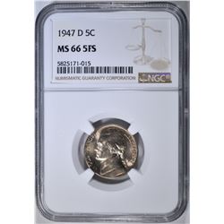 1947-D JEFFERSON NICKEL NGC MS-66 5FS