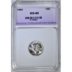 1944 MERCURY DIME, SUPERB GEM+ BU