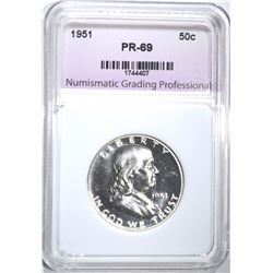 1951 FRANKLIN HALF DOLLAR, NGP SUPERB GEM PR++