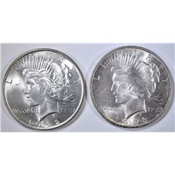 1922 & 1923 PEACE DOLLARS, CH BU