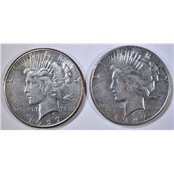 1927 AU & 1927-D XF PEACE DOLLARS
