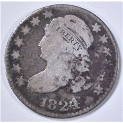 1824/2 BUST DIME, VG dark
